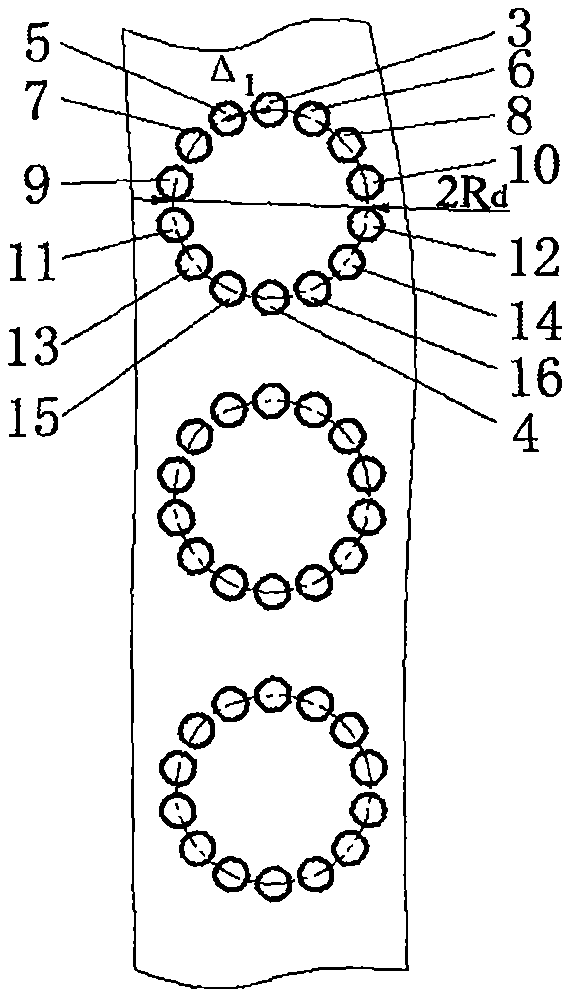 Novel tree-shaped nano-level cylindrical-hole filter membrane having 14 branch holes for liquid-liquid separation