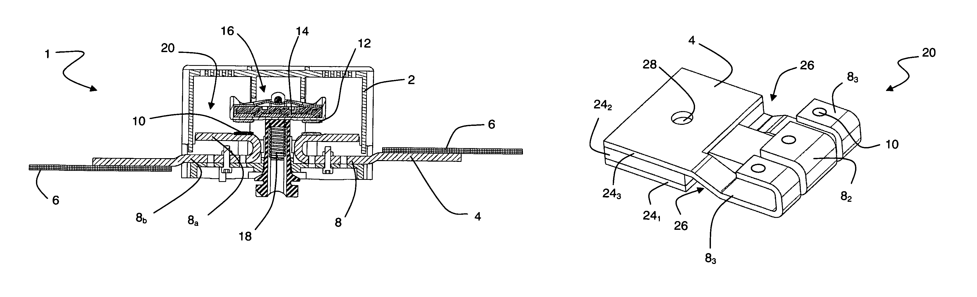 Contact device for a high resistive power contactor