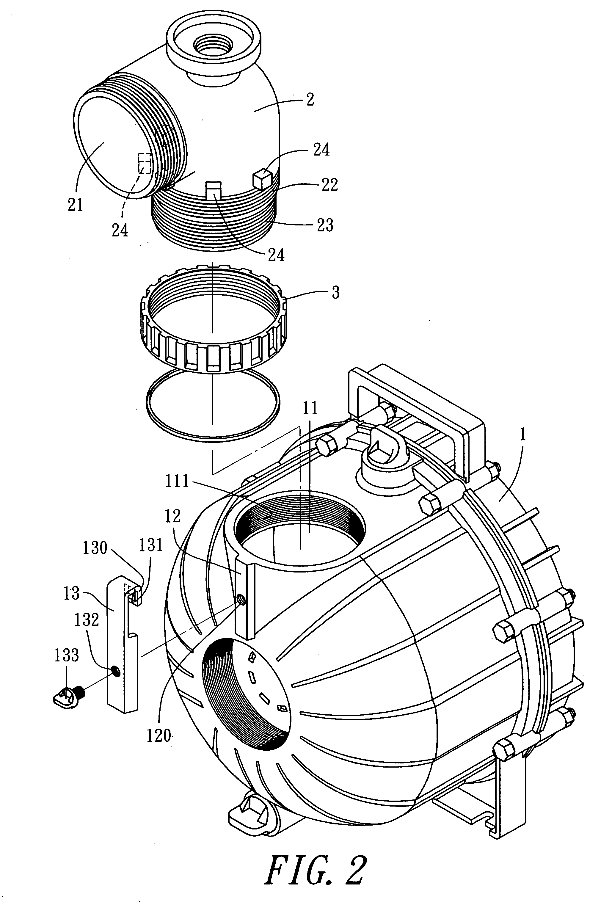 Pump having an angle adjustable water outlet
