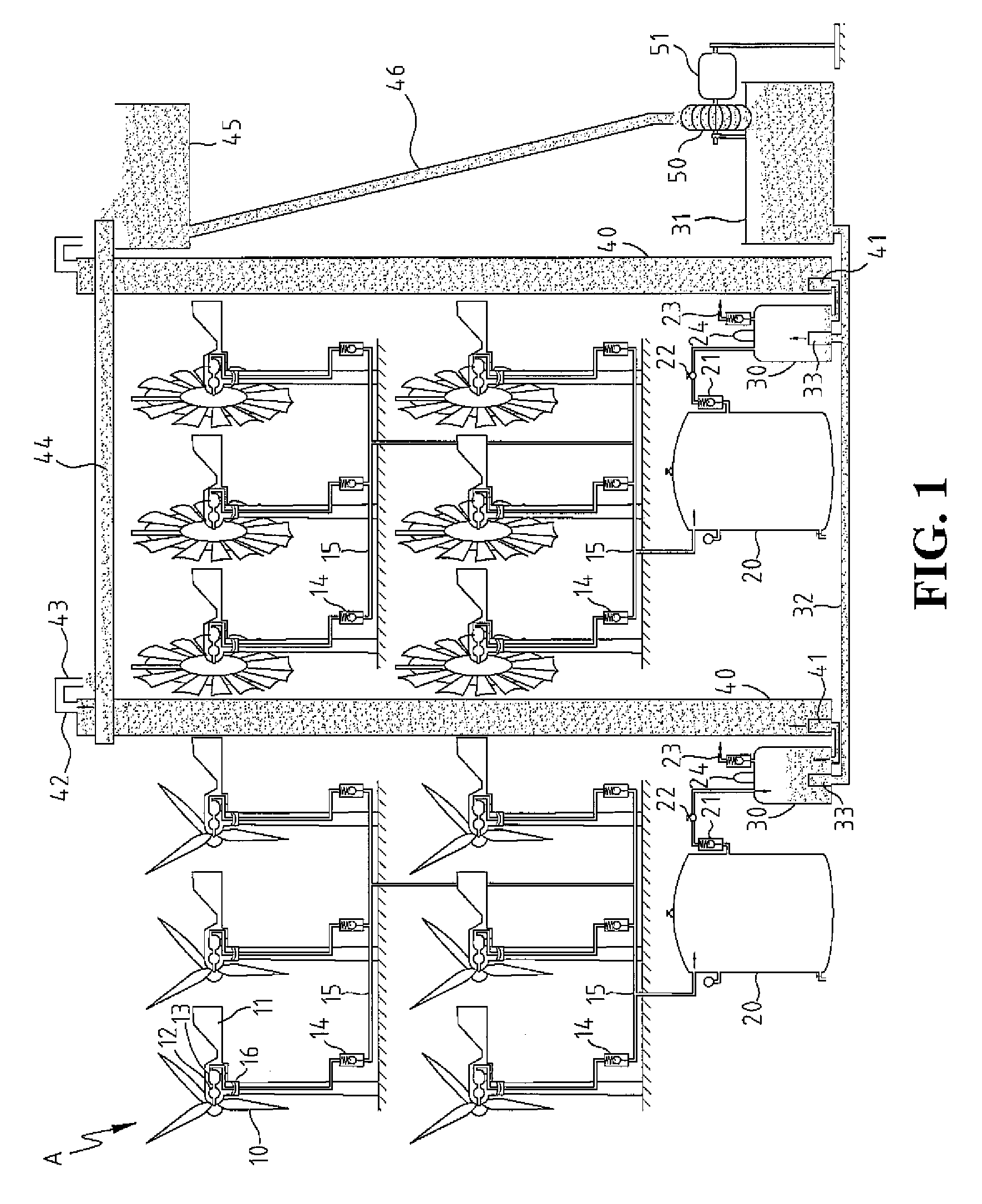 Hydraulic power generation system driven by compression air produced by fluid