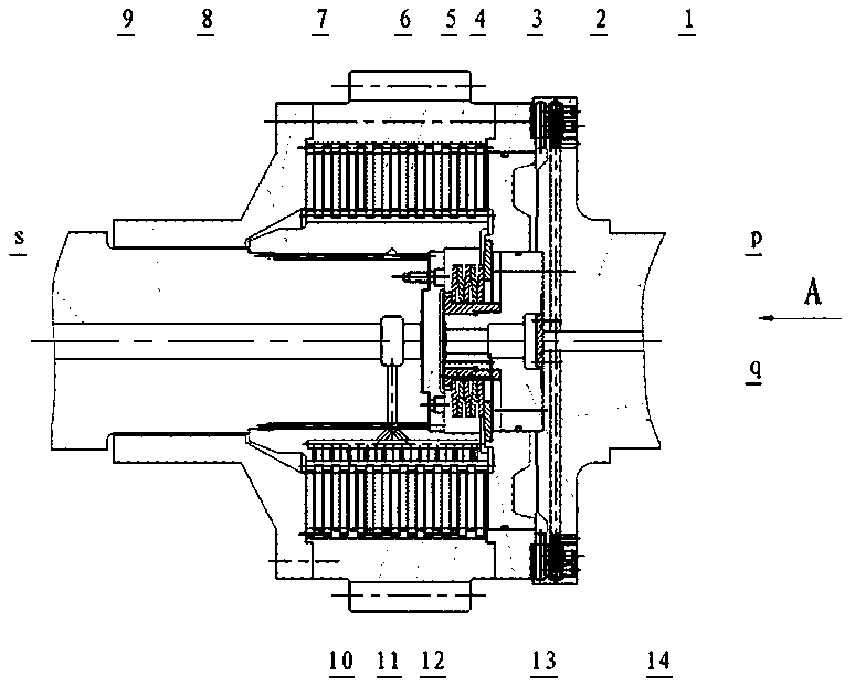 Marine high-power gear box clutch capable of achieving rapid row connection and rapid reversing