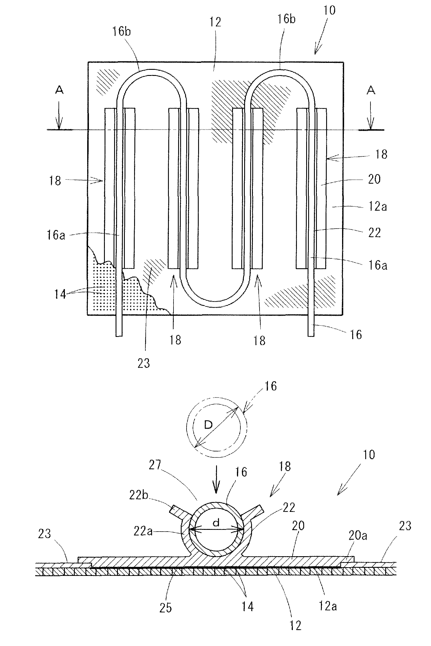 Cooling/heating panel with holding device