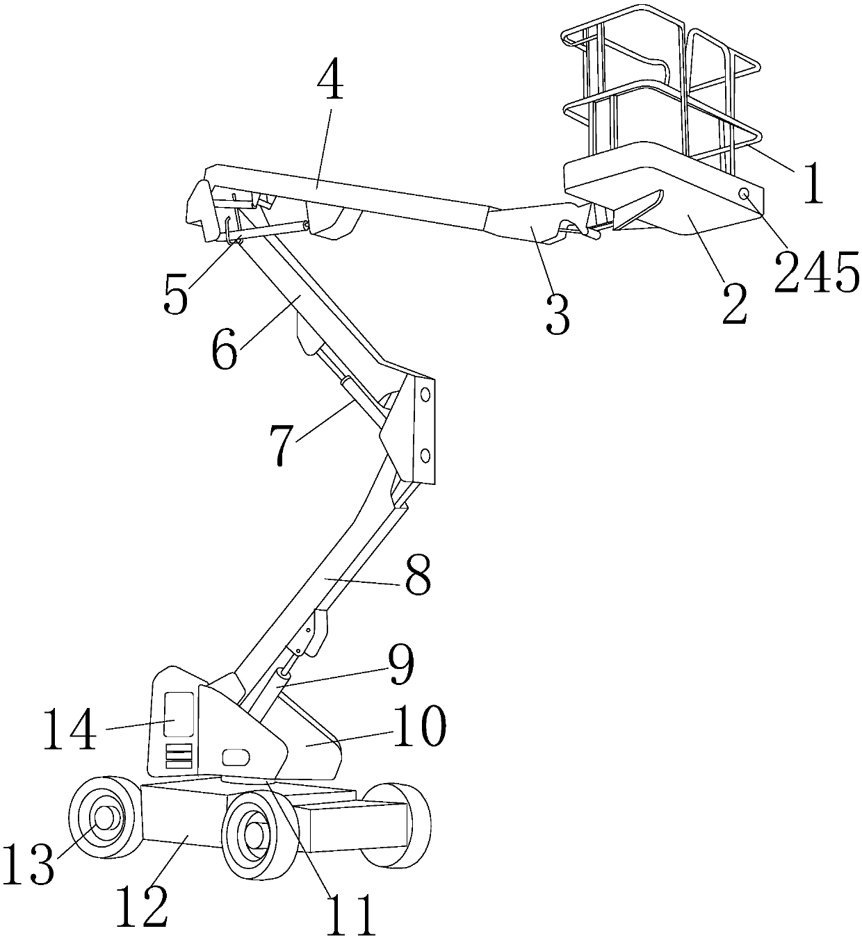 Overhead working device for electric power communication cables