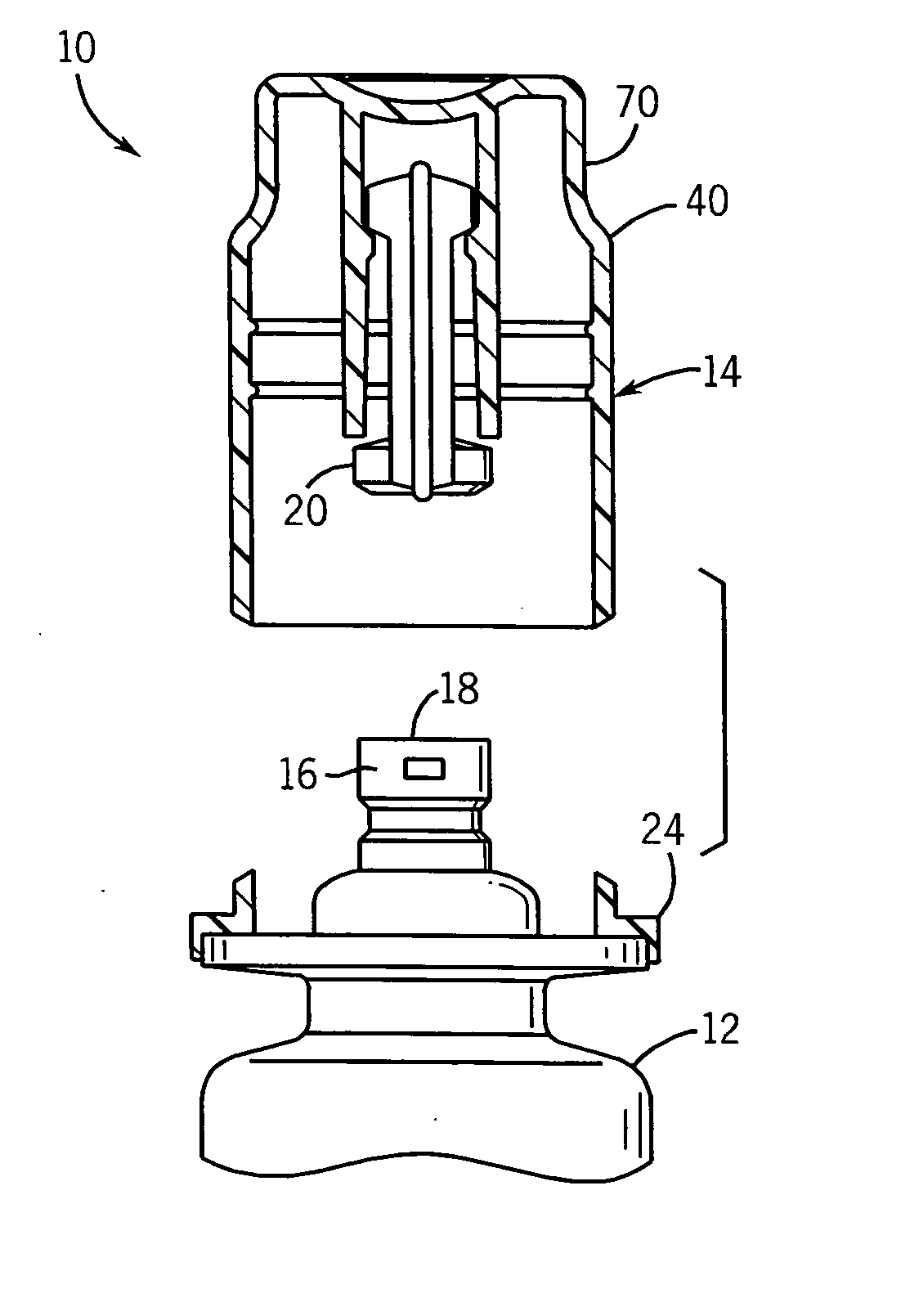 Blow fill sealed container with twist off top operated by overcap and method of making the same