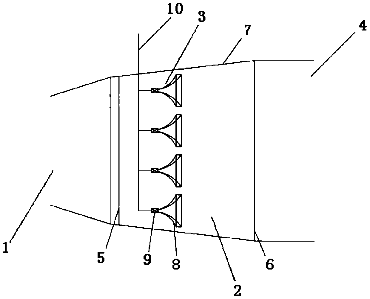 An aeroacoustic composite field uniform distribution device and uniform distribution method thereof