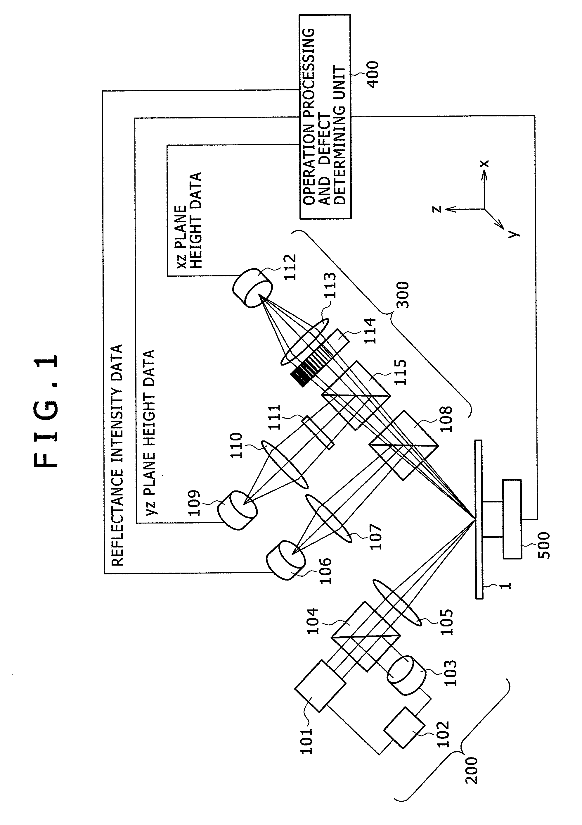 Surface defect inspecting apparatus with defect detection optical system and defect-detected image processing