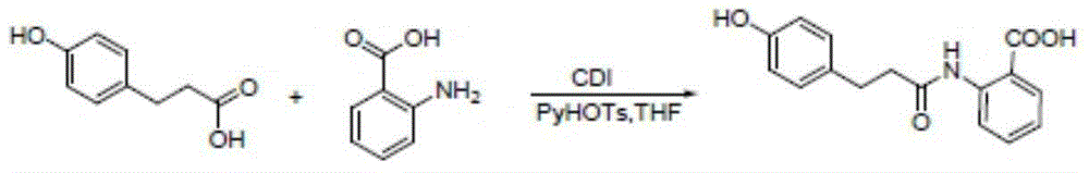 Method for synthesizing 4-hydroxy benzenepropionamido benzoic acid