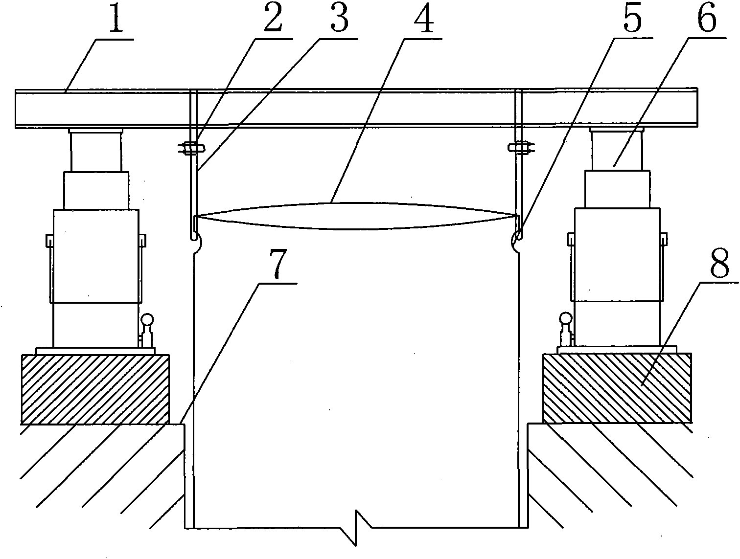 Method for jacking steel casting of bored pile by using jacks