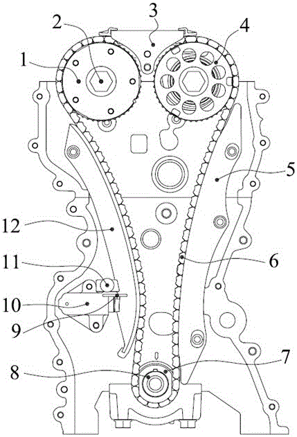 An engine timing chain system assembly tool and assembly method
