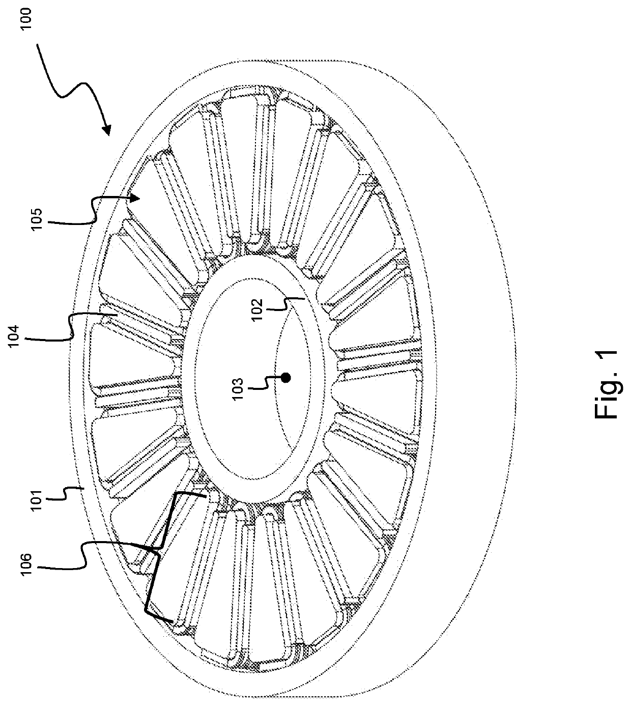 Cooling mechanism of a stator for an axial flux machine