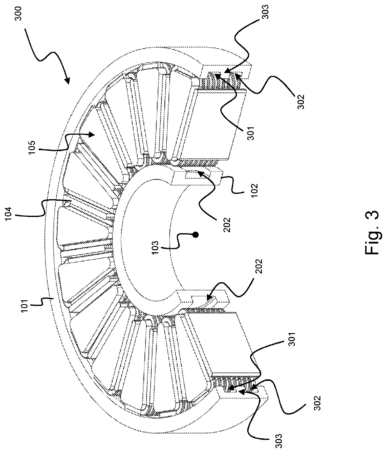 Cooling mechanism of a stator for an axial flux machine