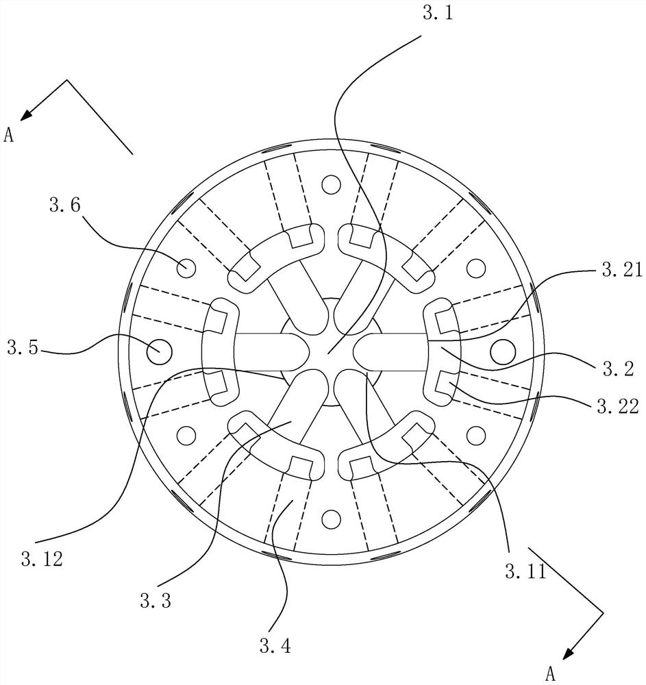 Injection mold with umbrella-shaped cooling water channel