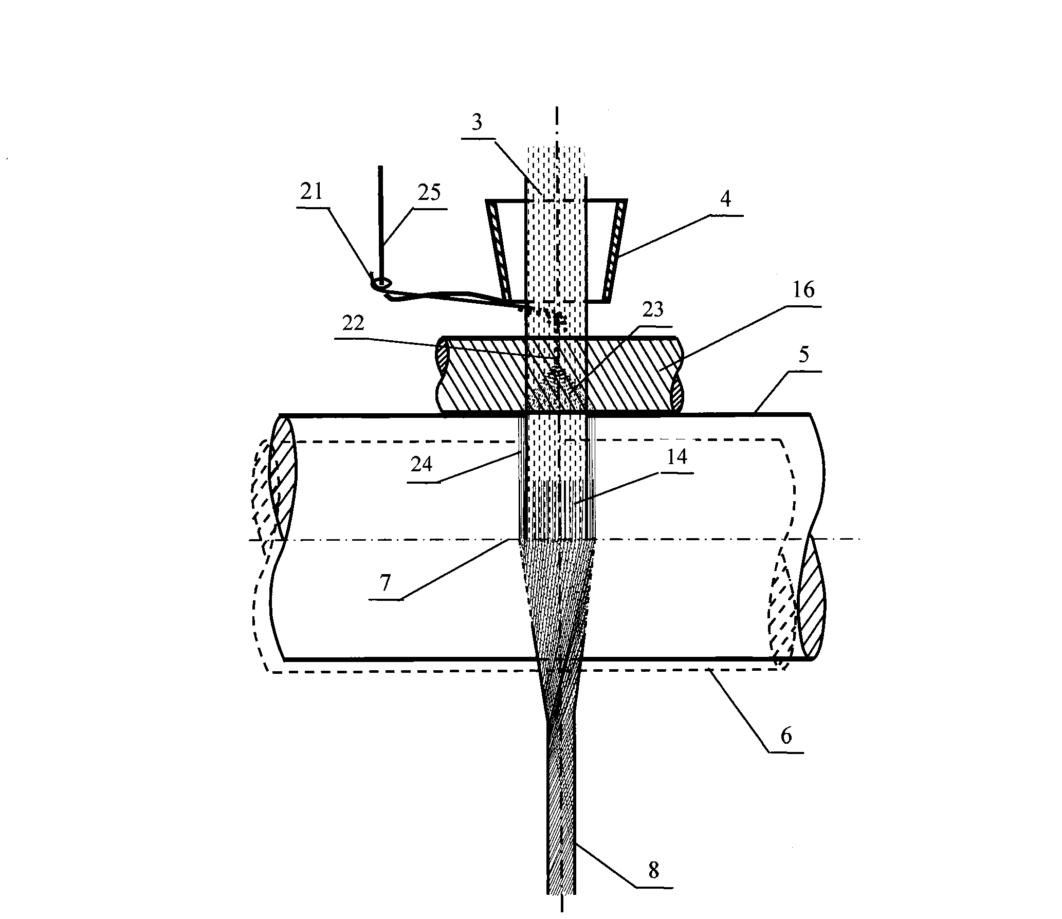 Top covering and bottom supporting type three-shafting composite yarn, spinning method and applications thereof