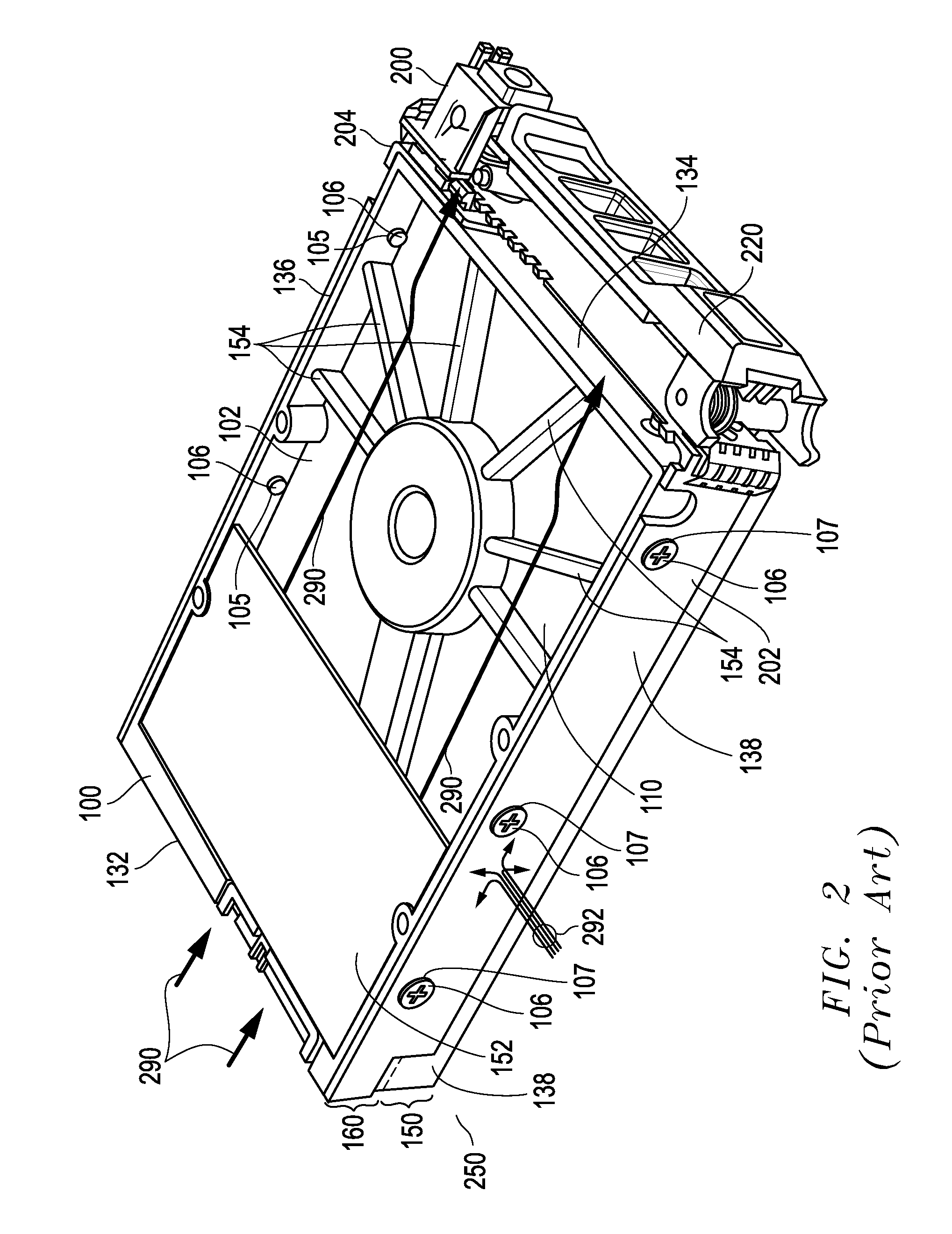 Hard disk drive assemblies with open side wall areas