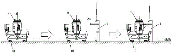 An installation device and method for an underwater part of an azimuth thruster