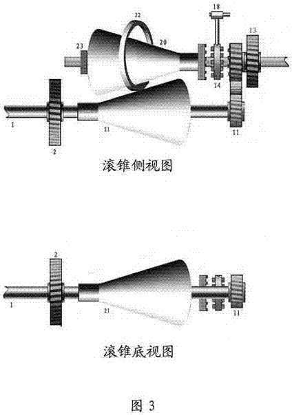 Gear and rolling cone compounded infinitely variable transmission