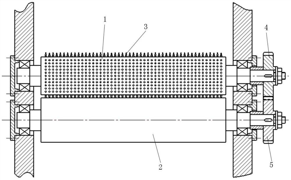 A device for opening holes in a sandwich layer of honeycomb paperboard and a method for opening holes