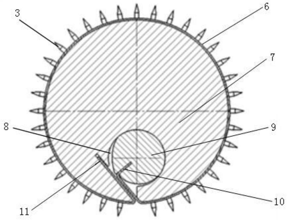 A device for opening holes in a sandwich layer of honeycomb paperboard and a method for opening holes