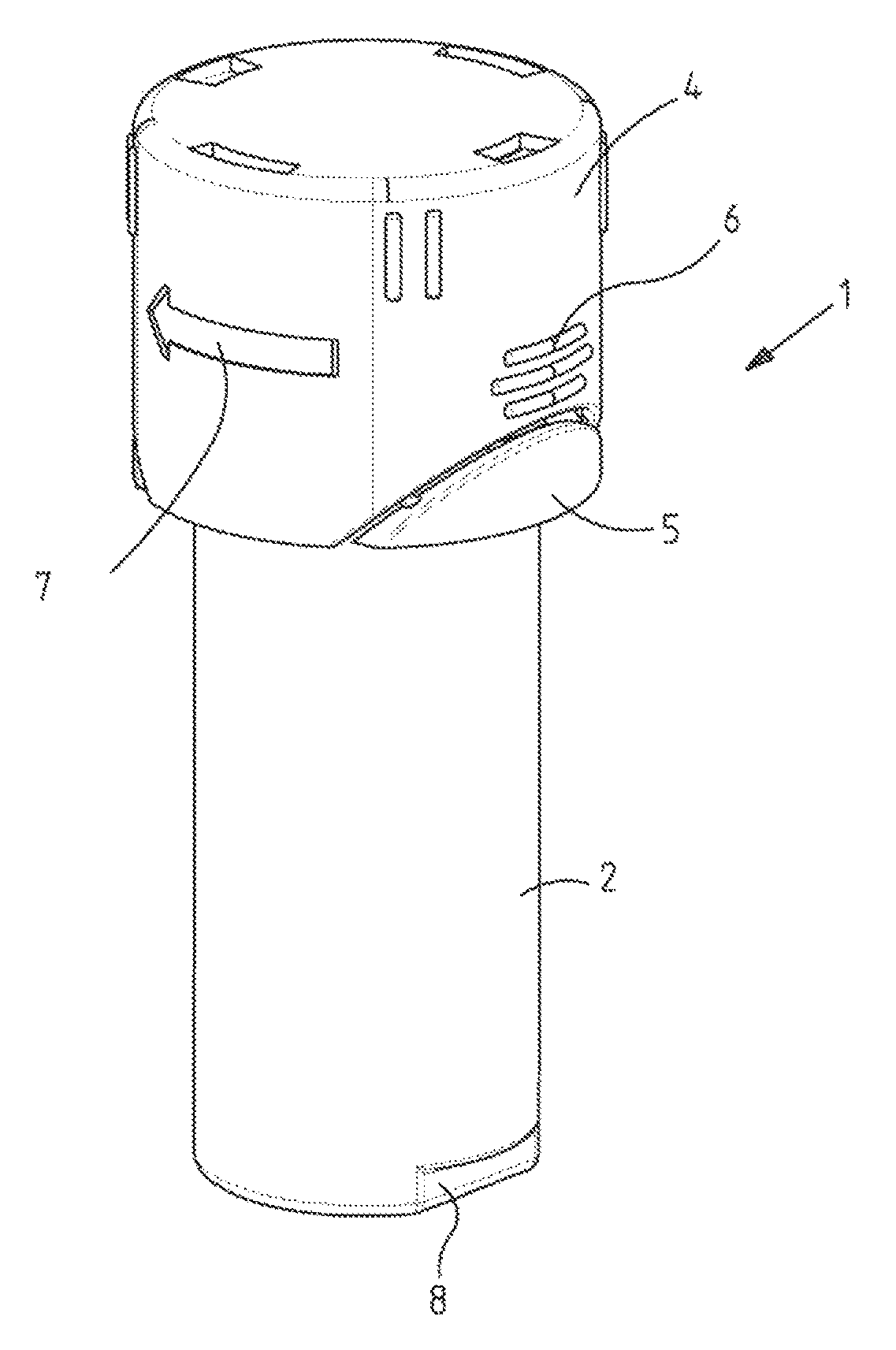 Container comprising a dispenser for goods to be packaged