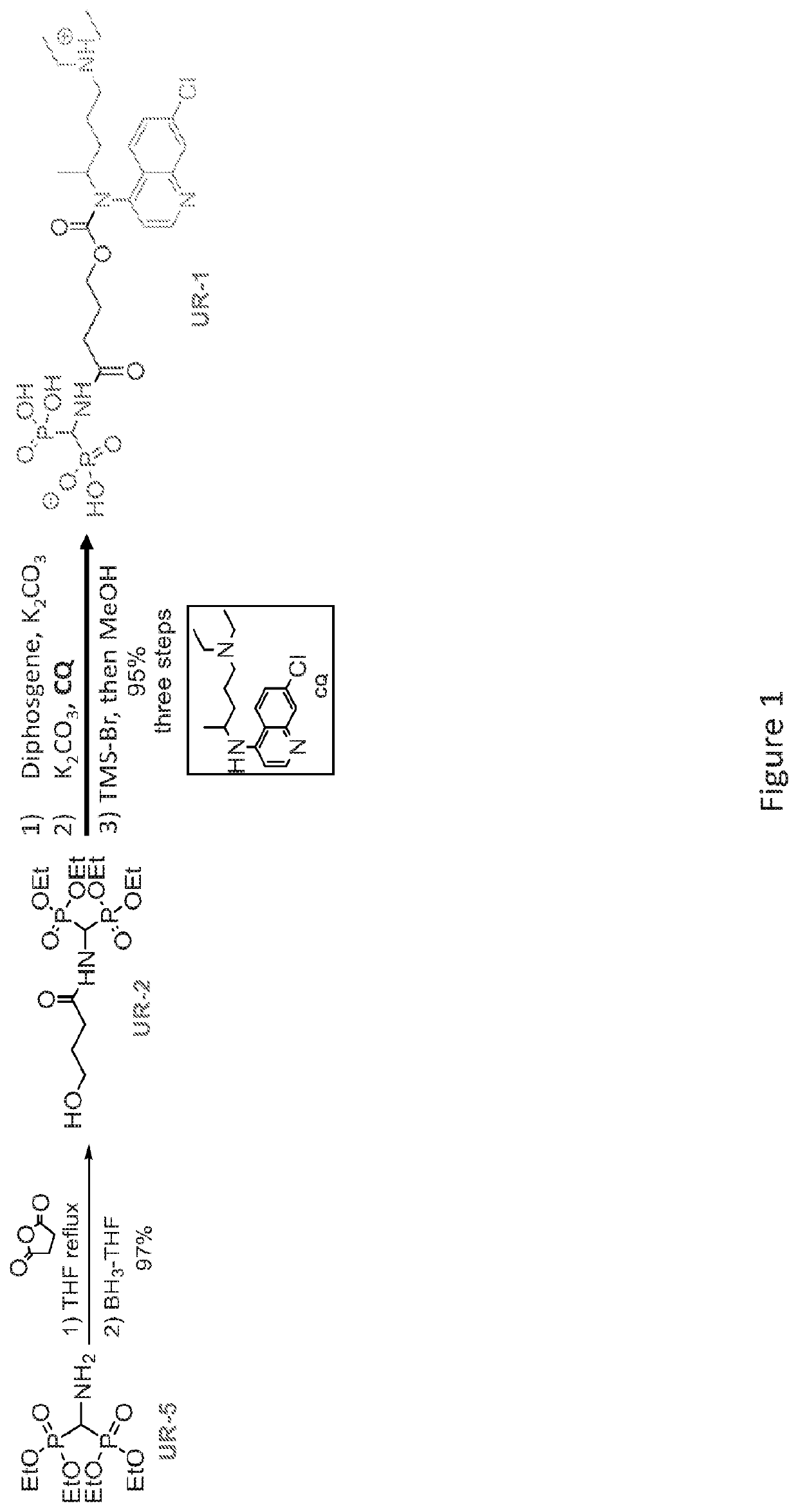 Phosphonate-chloroquine conjugates and methods using same