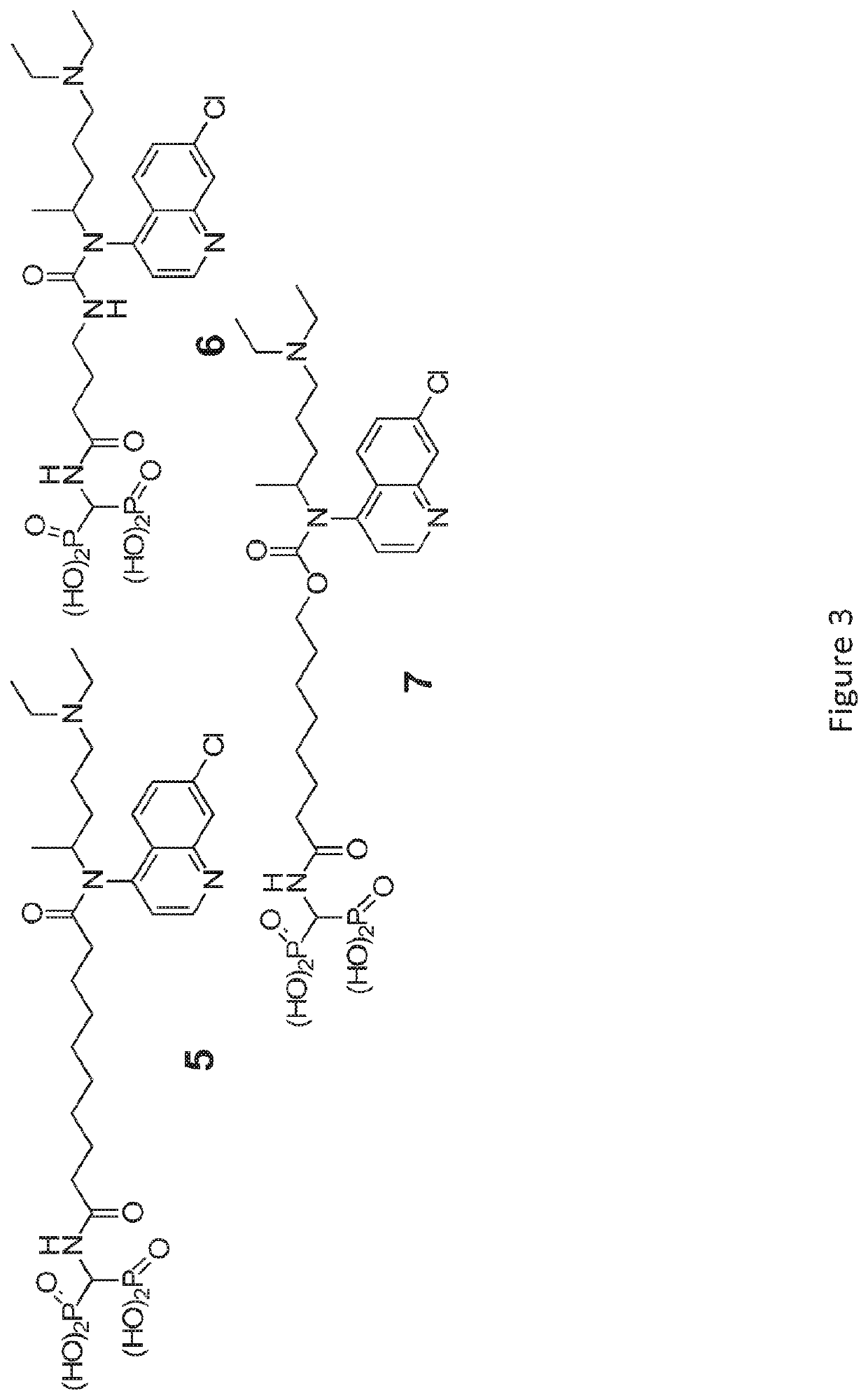 Phosphonate-chloroquine conjugates and methods using same