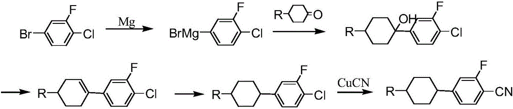 Preparation method of cyclohexyl fluorine-containing cyanophenyl derivative liquid crystalline monomer