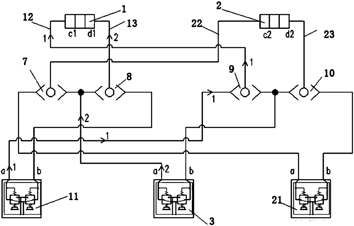 Double-hydraulic-oil-cylinder automatic synchronizing system