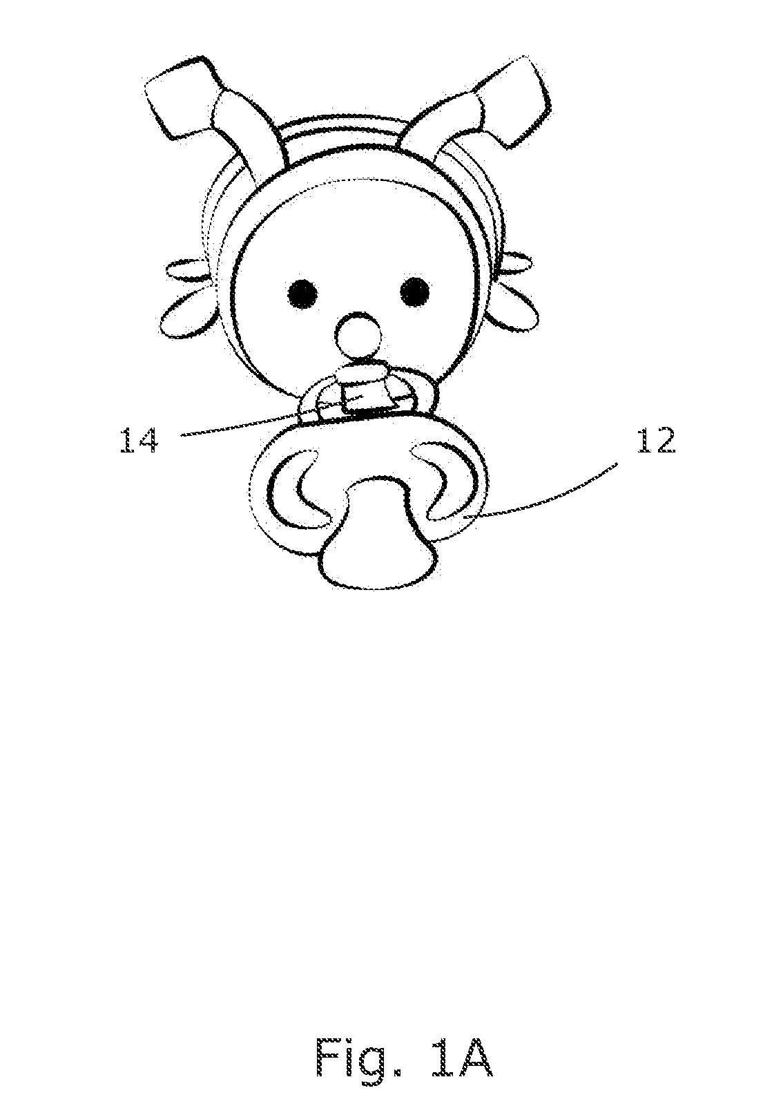 Plush animal shaped toy with pacifier
