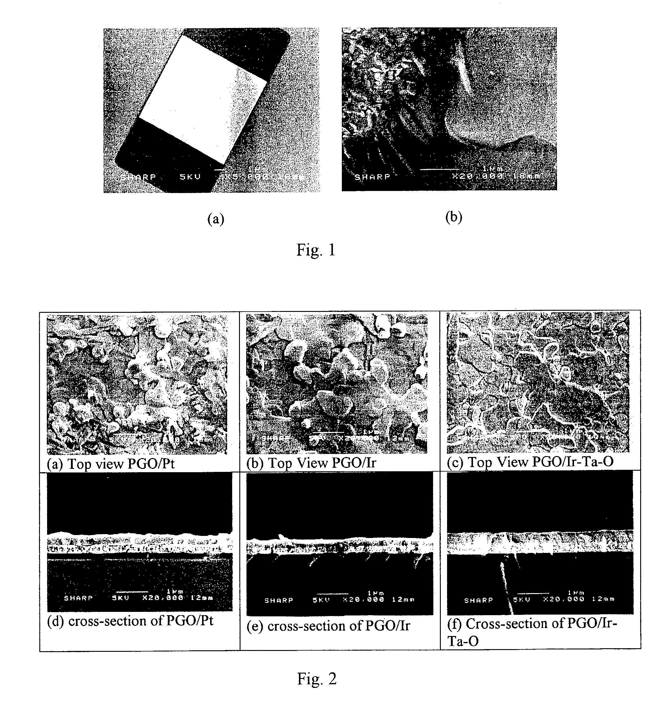 Integrated circuit structure including electrodes with PGO ferroelectric thin film thereon