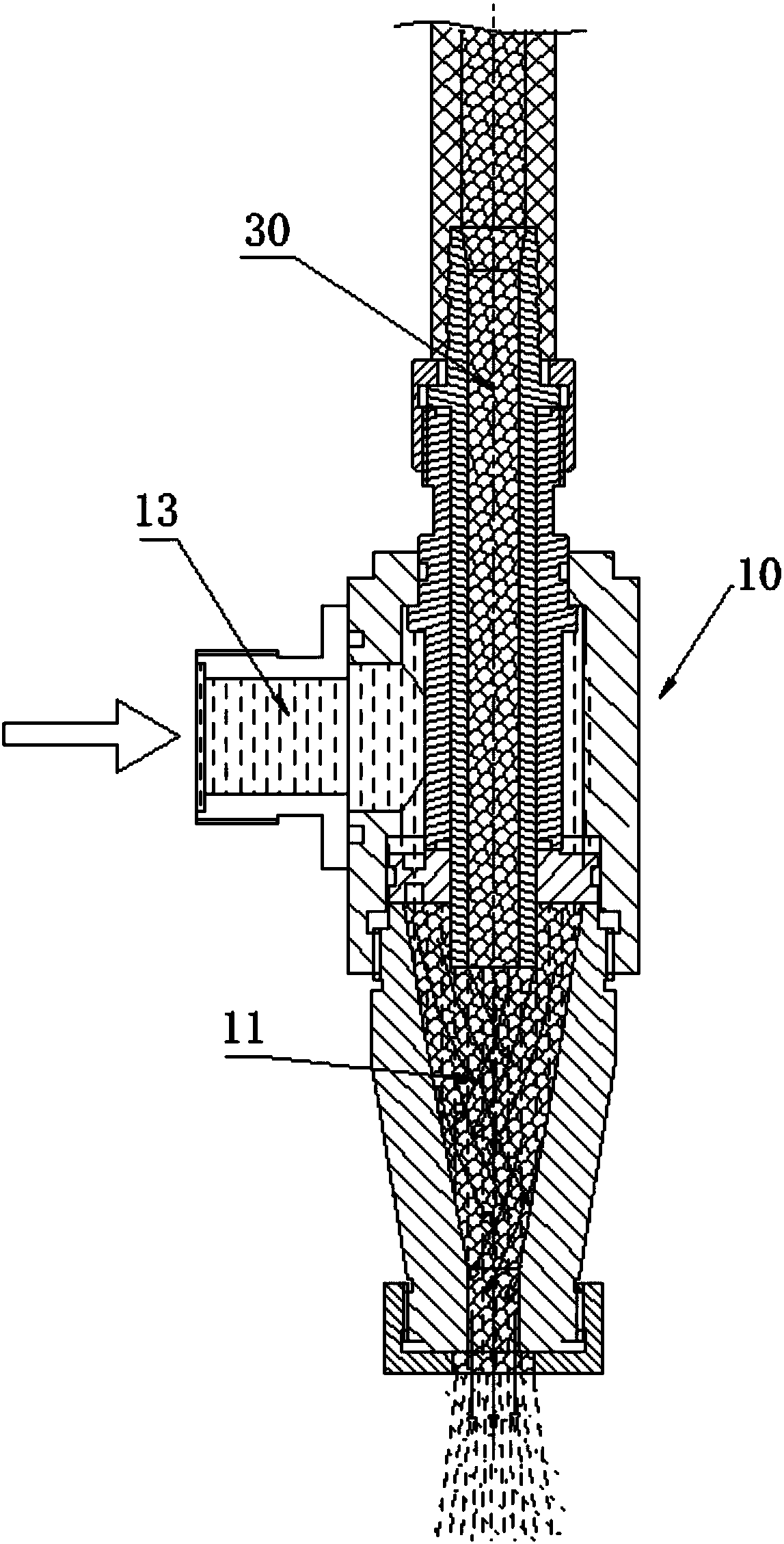 Spiral-flow type spraying structure and spray gun thereof