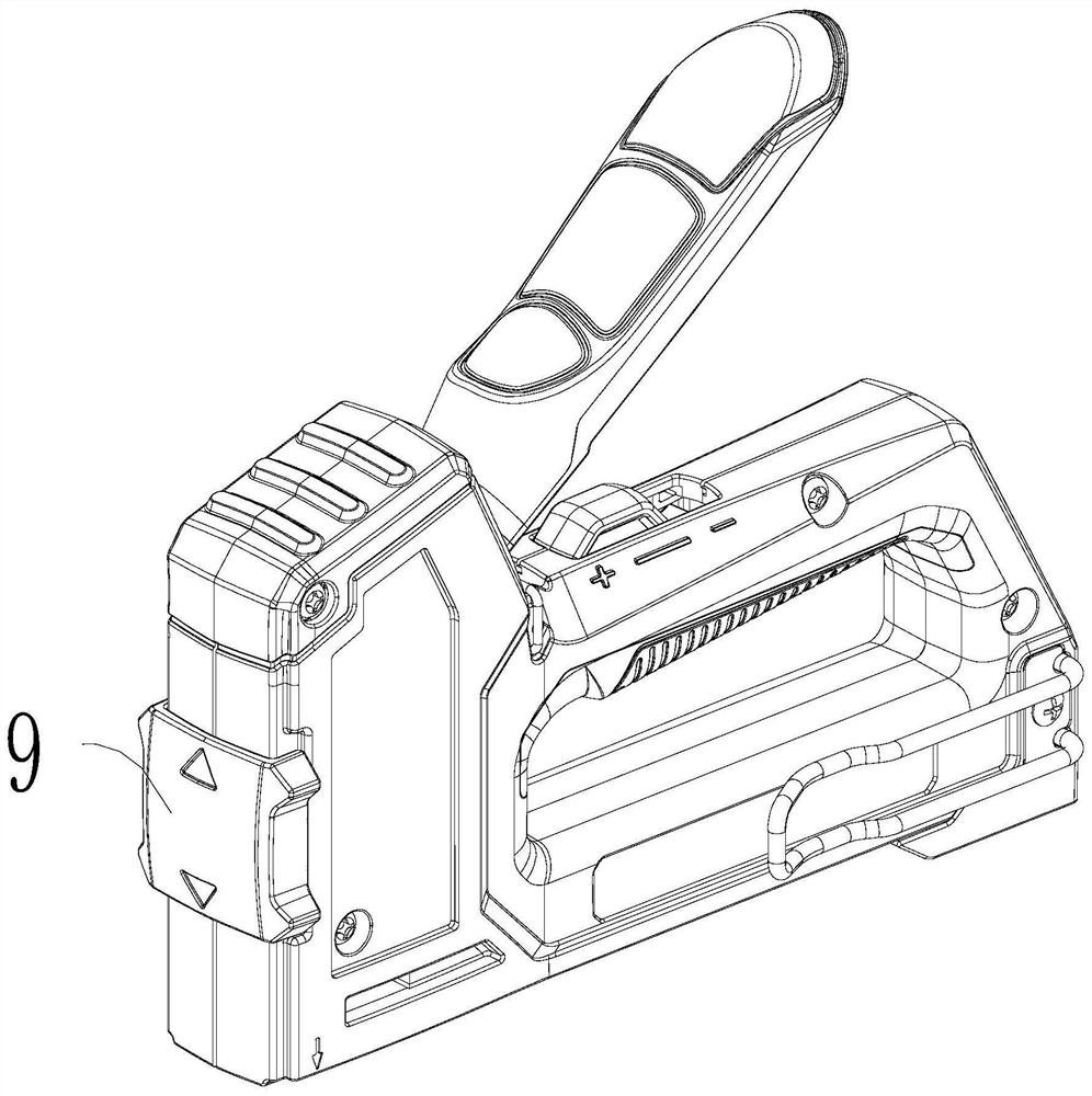 Nail gun provided with wide and narrow nail switching and nail blocking structure