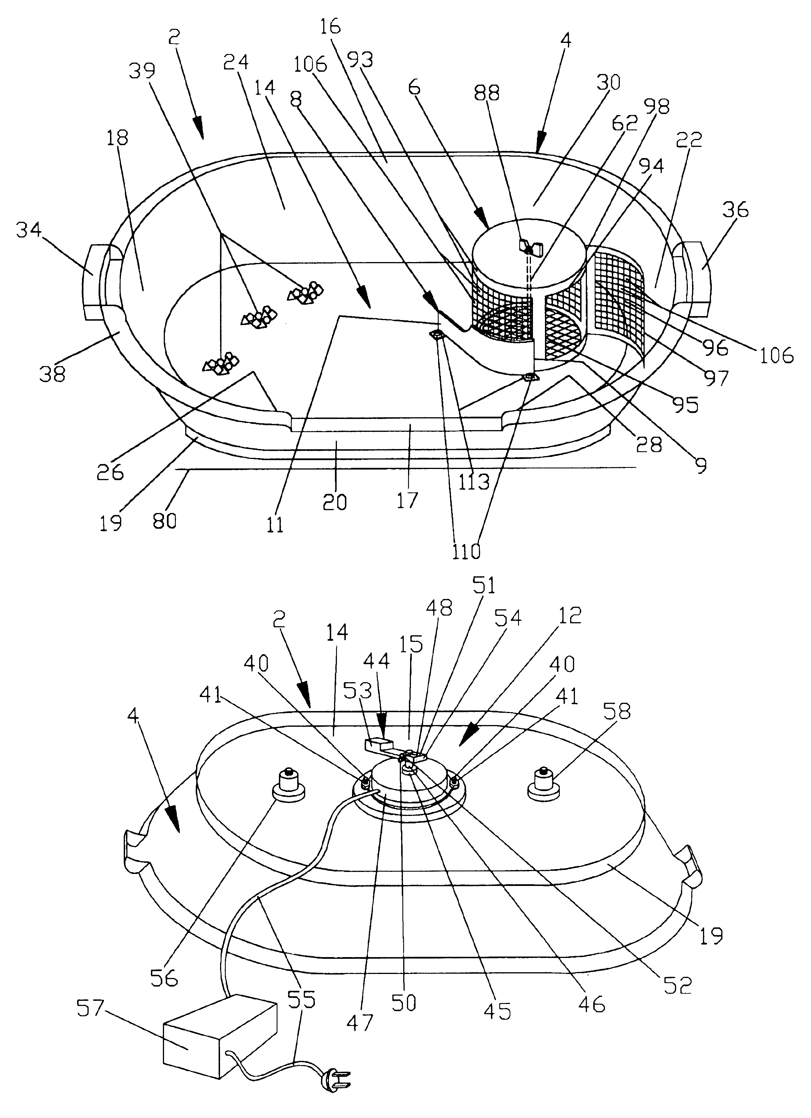 Animal waste receptacle having vibration directed flow