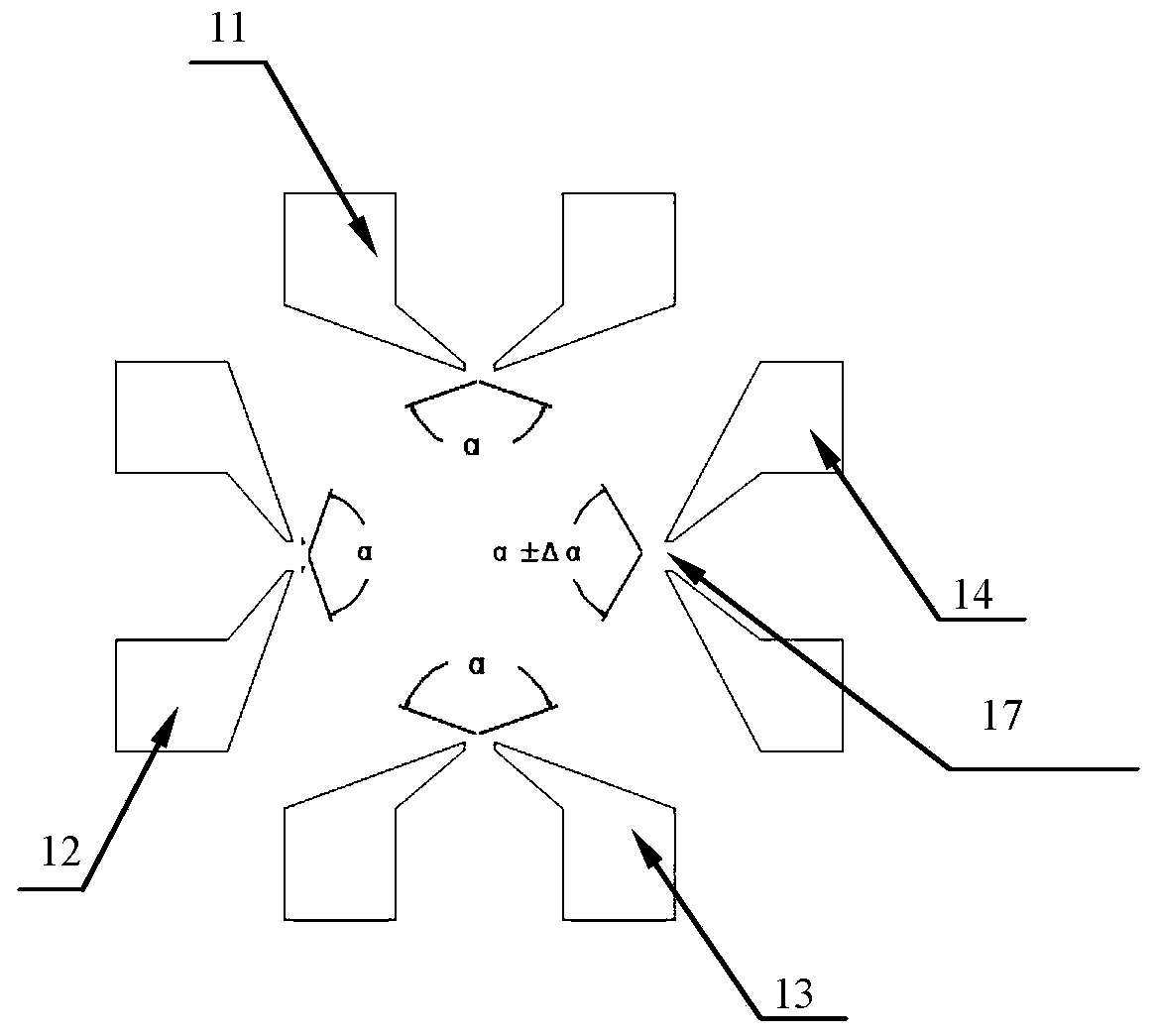 Asymmetric triangular electrode structure ion trap