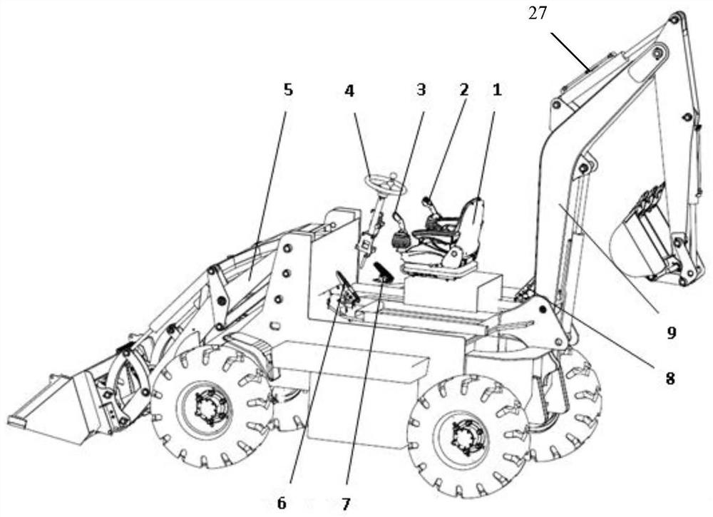 Loader-digger capable of running in two directions