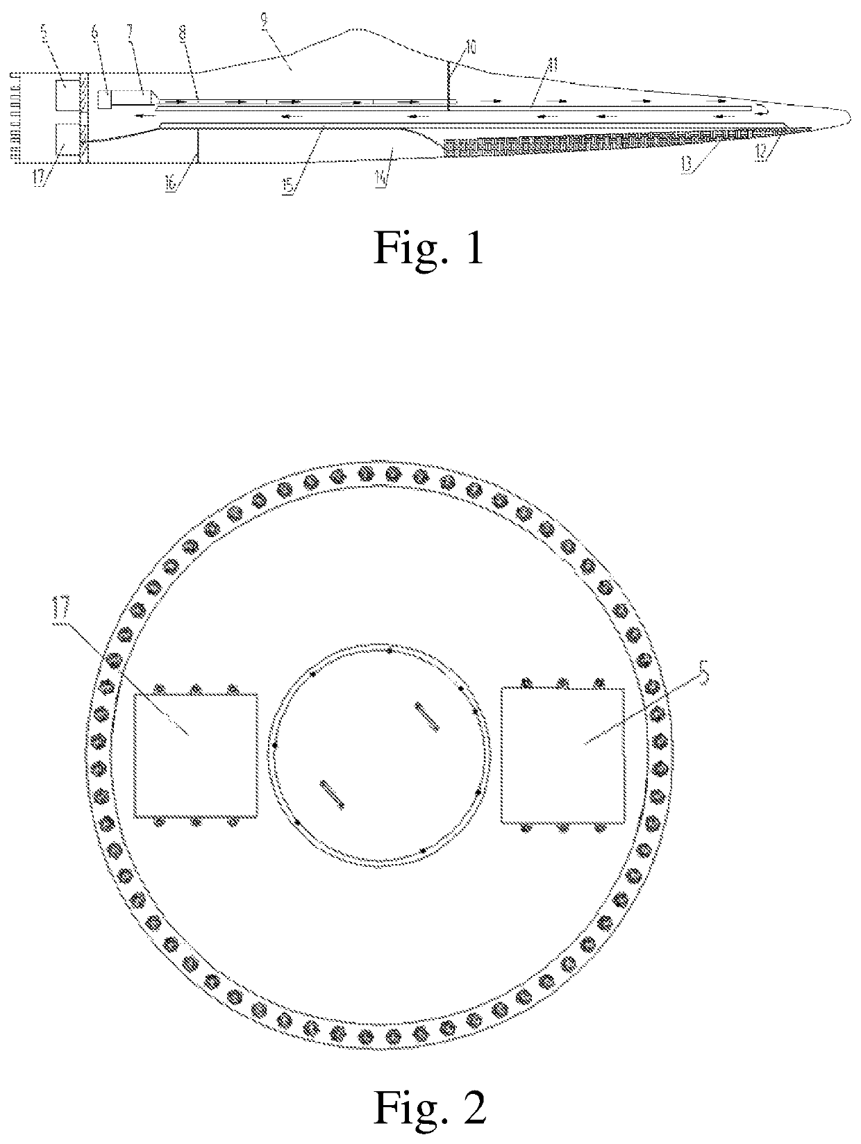 Anti-icing wind power blade and blade deicing and heating method