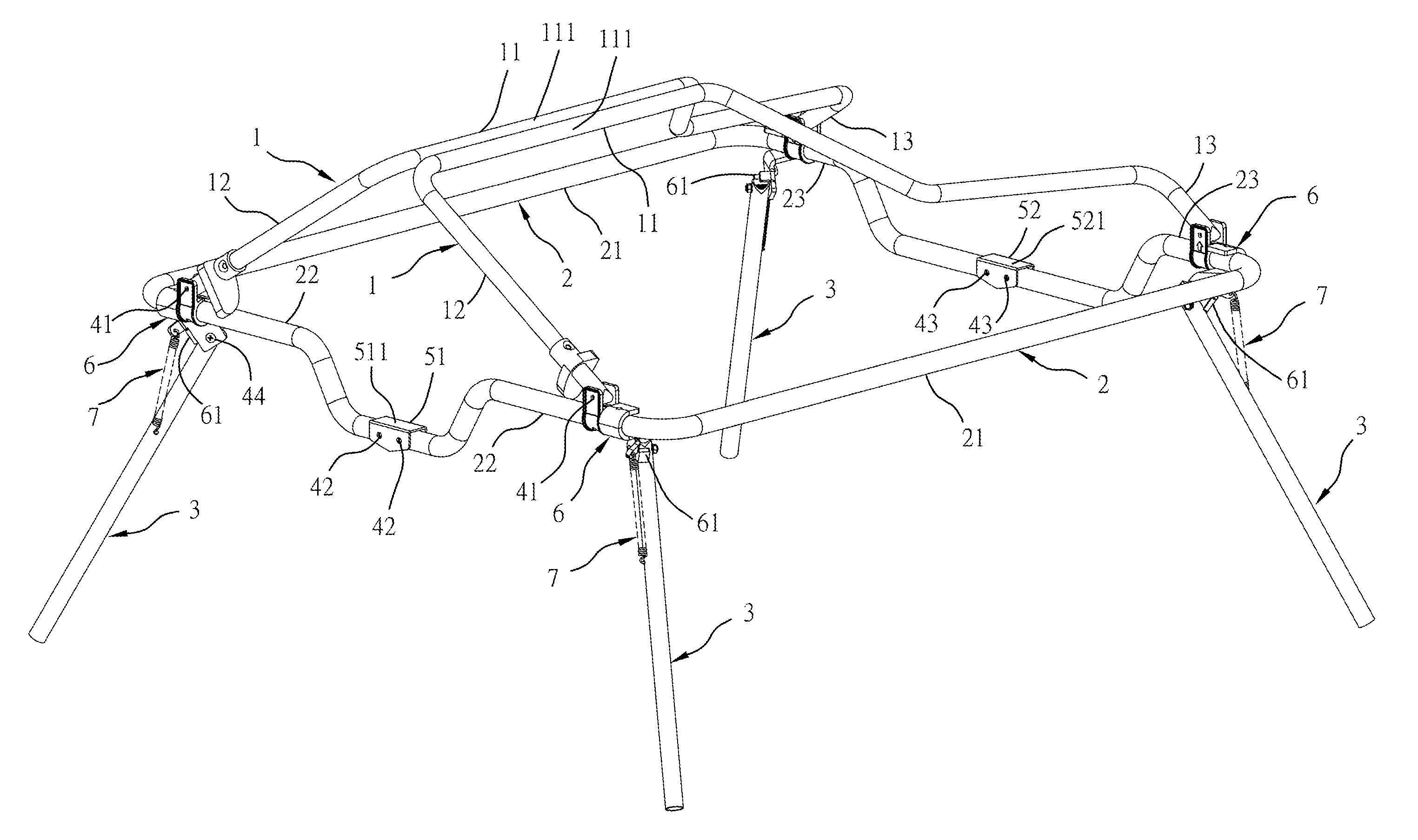 Easy fold layout hunting blind framework structure