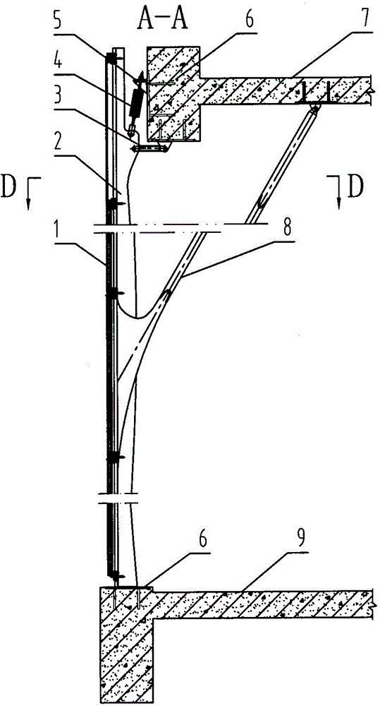Glass plane materiel connecting device for curtain wall arborescent supporting vertical frame