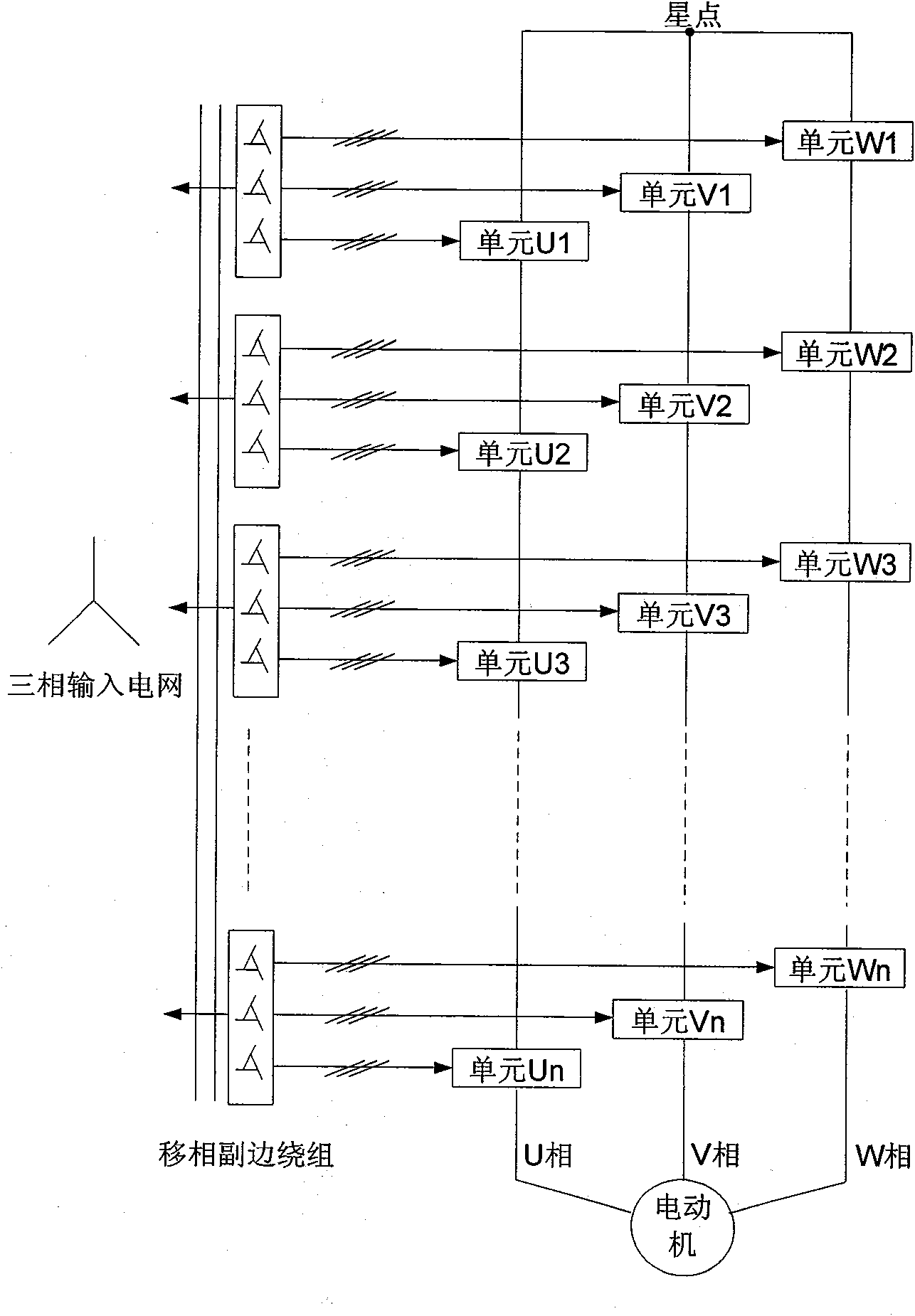 Instantaneous power-down rebooting method for grid of high-voltage frequency converter