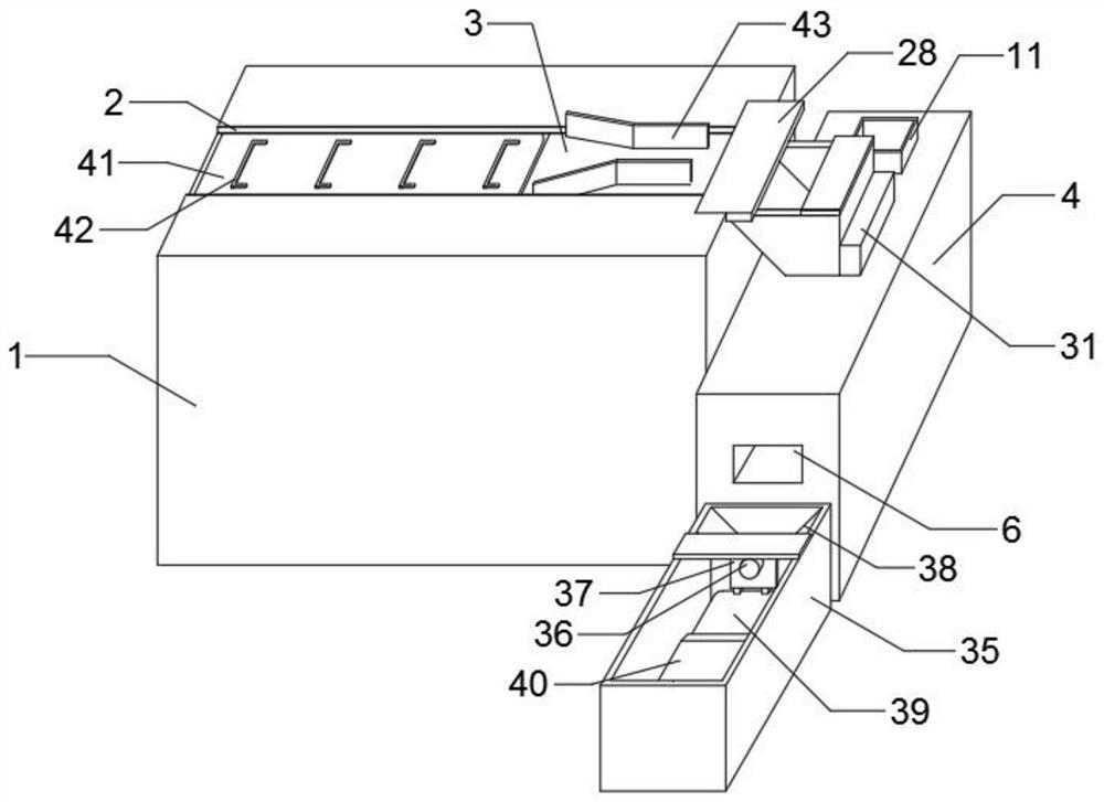 A stacked material receiving device for lead frame and its working method