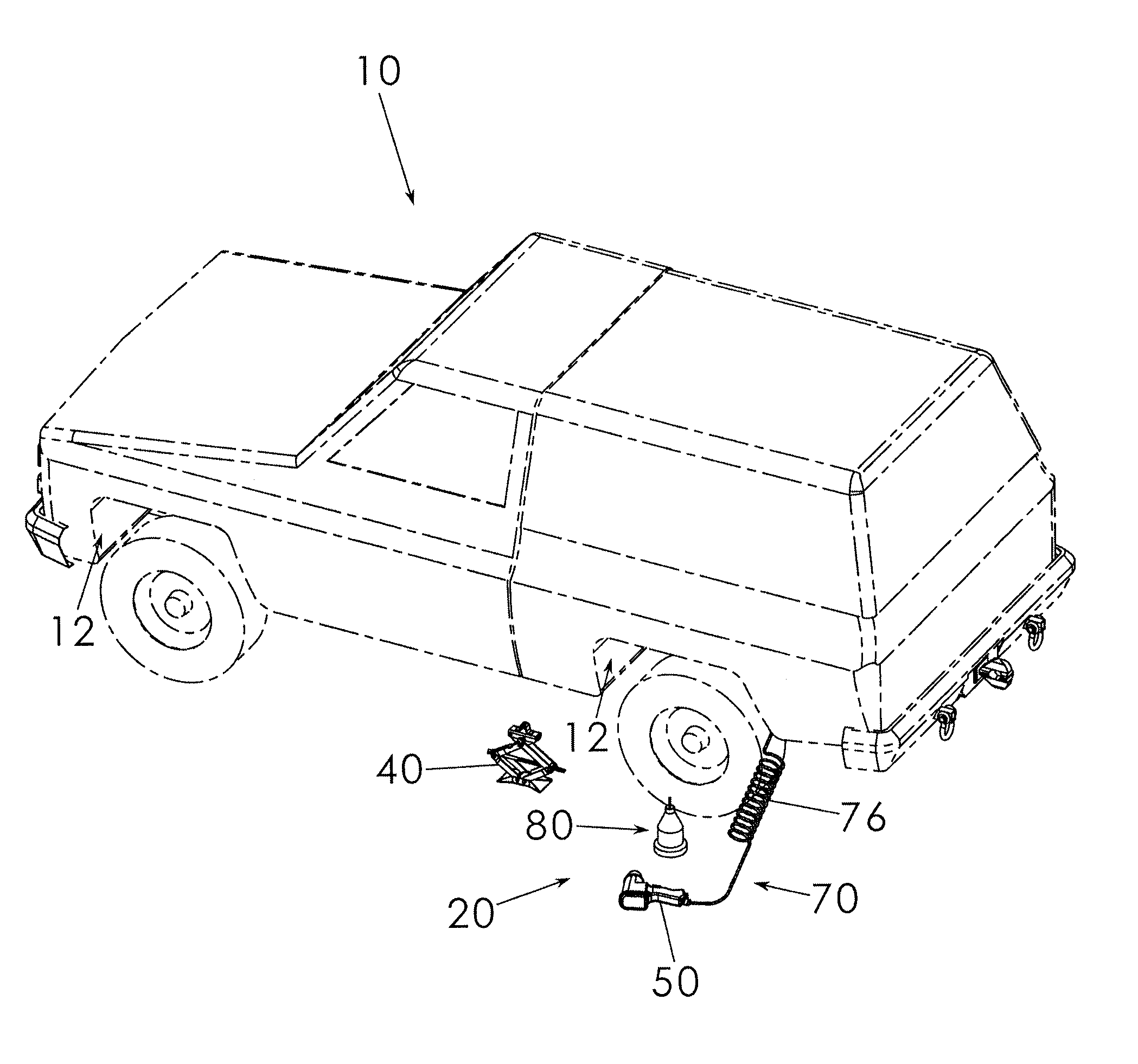 Tire changing system for vehicle