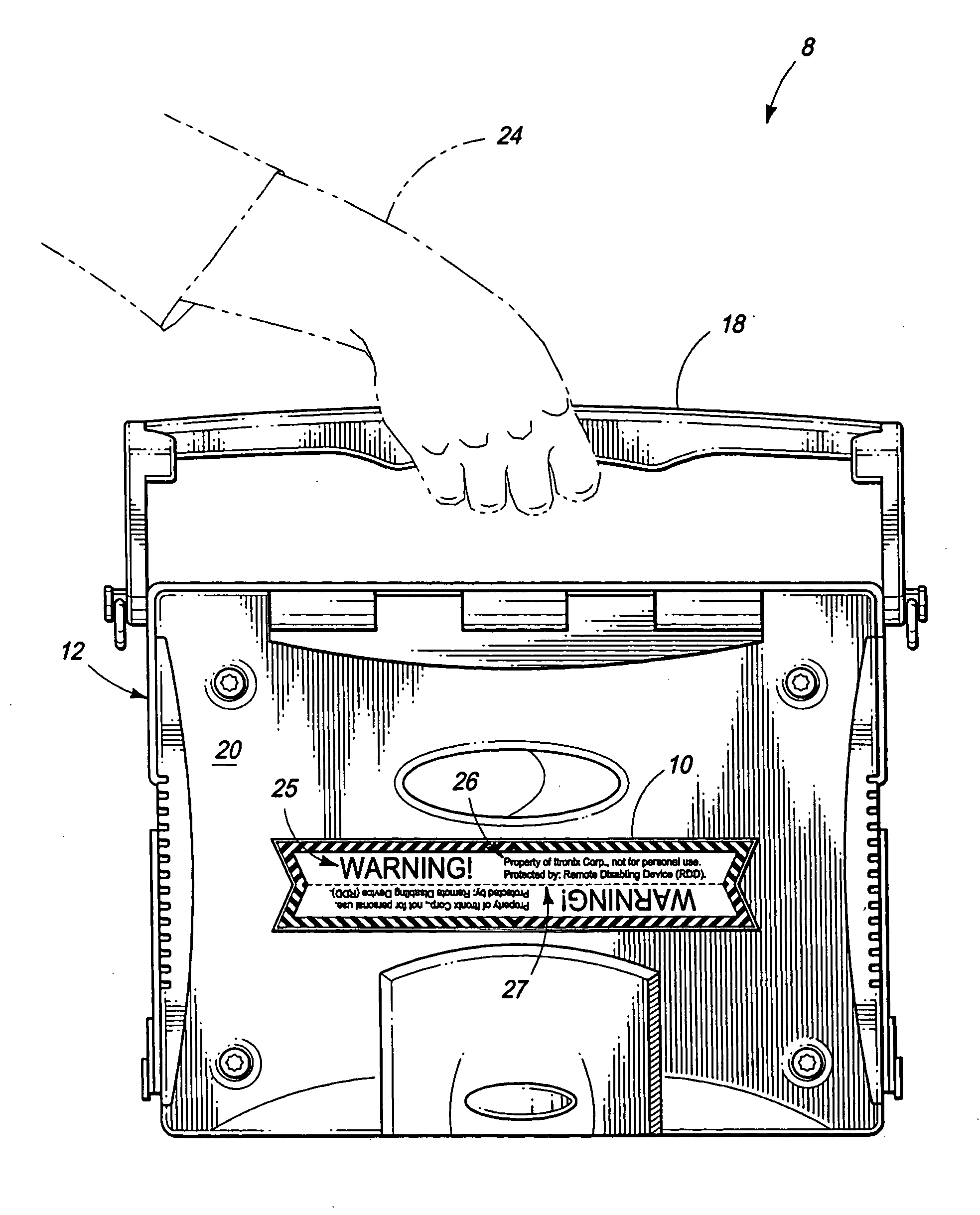 Theft deterrence system for a portable computer and method