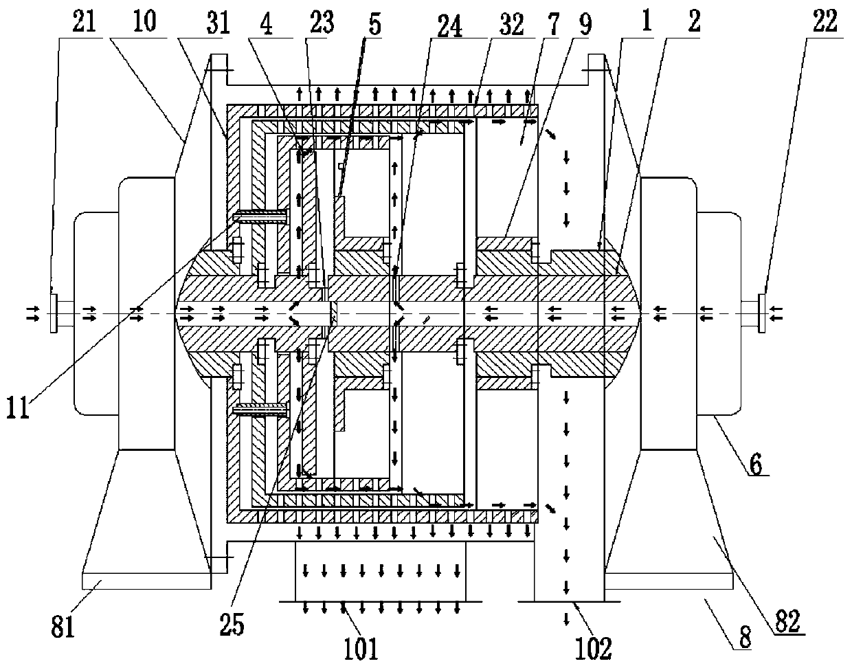 Piston material pushing centrifugal machine and feeding method thereof