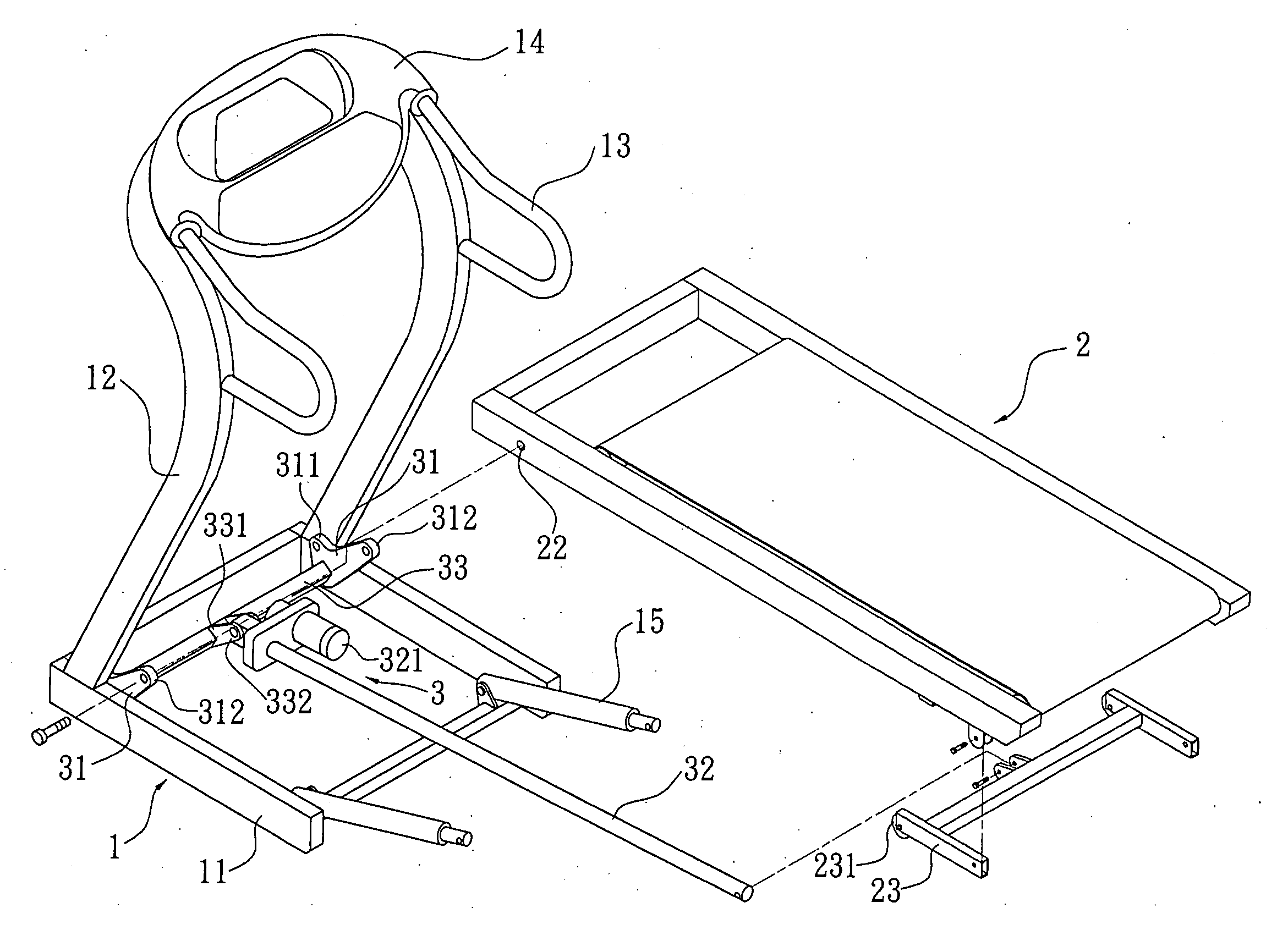 Treadmill with front and rear inclination adjustment unit