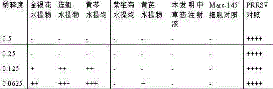 Chinese herbal medicine injection liquid for treating porcine reproductive and respiratory syndrome and preparation method thereof