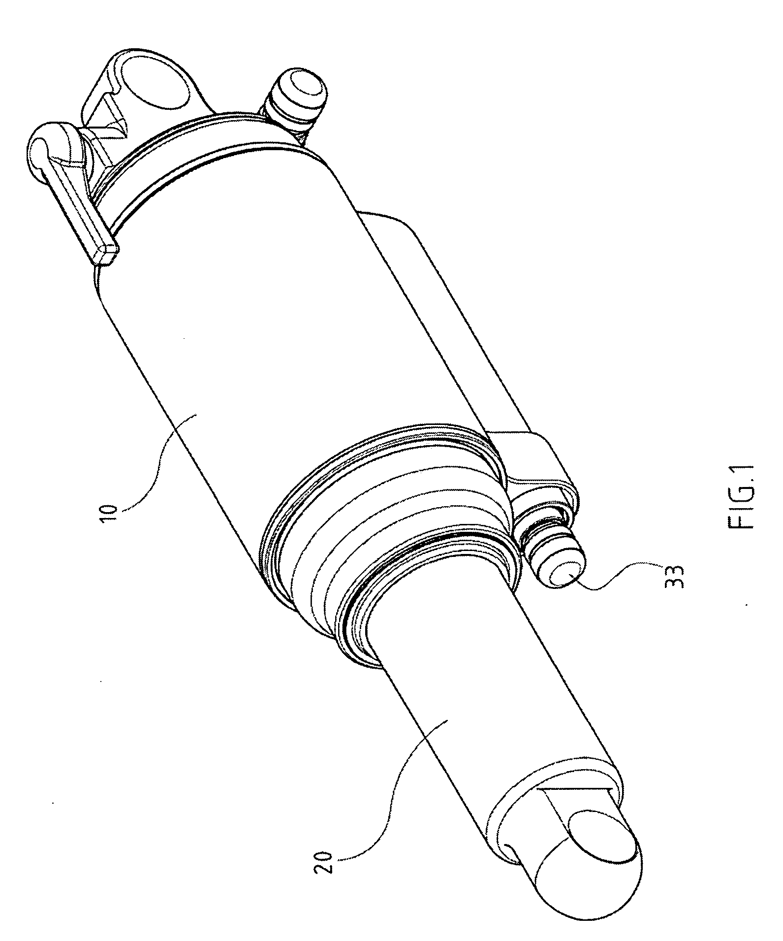Pneumatic shock absorber with an ancillary air chamber