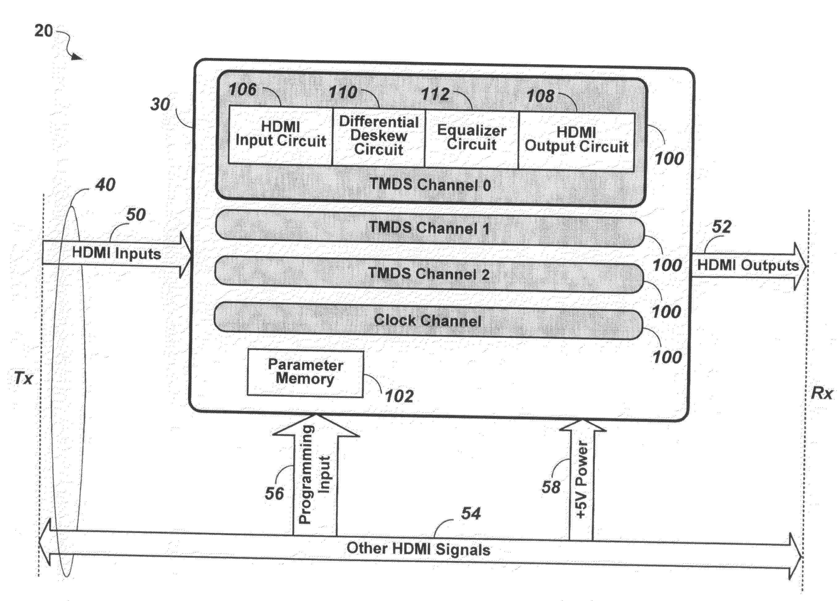 Programmable high-speed cable with printed circuit board and boost device