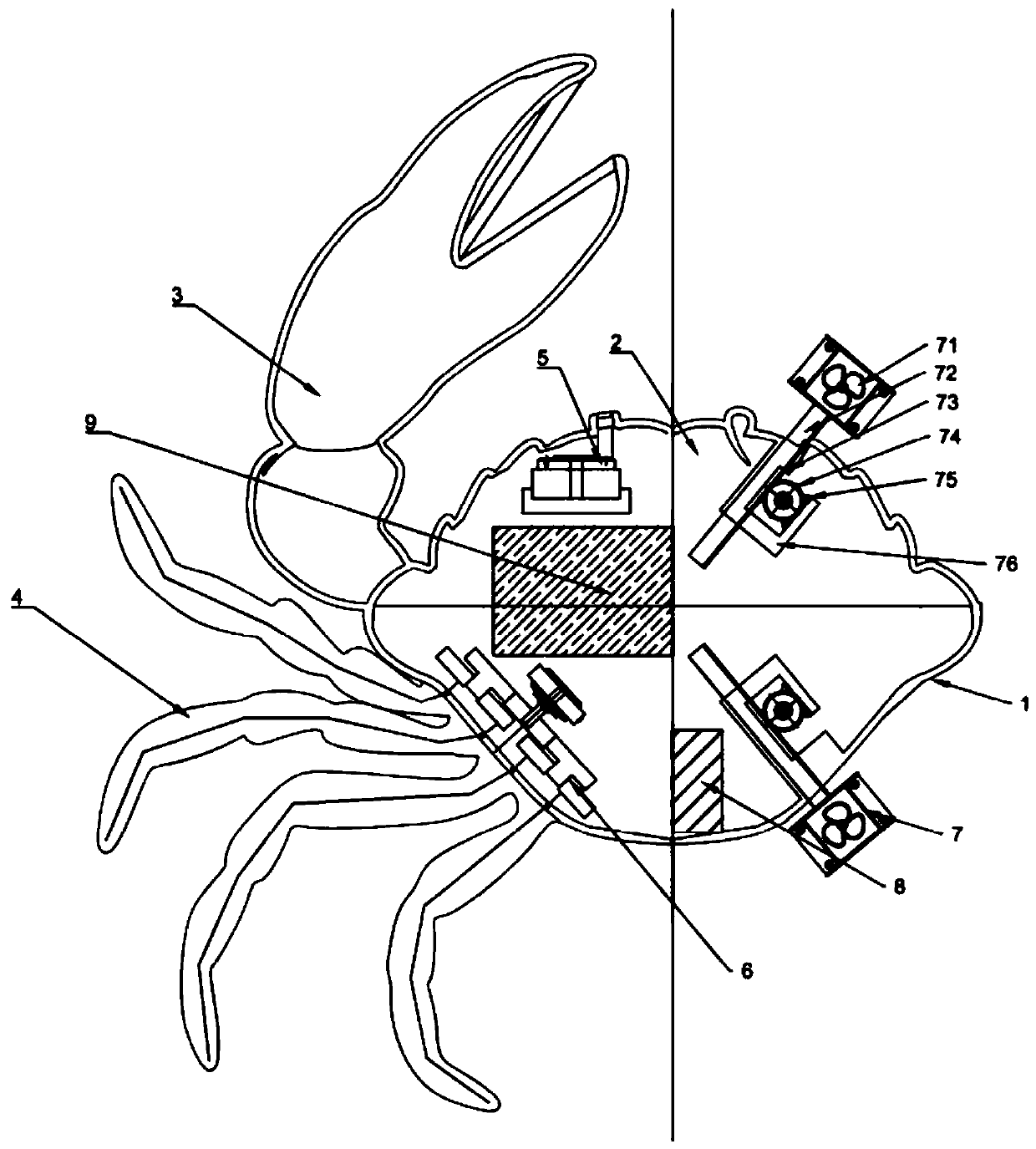 Solar-power diving crab-simulating robot with functions of bionic observation and weeding