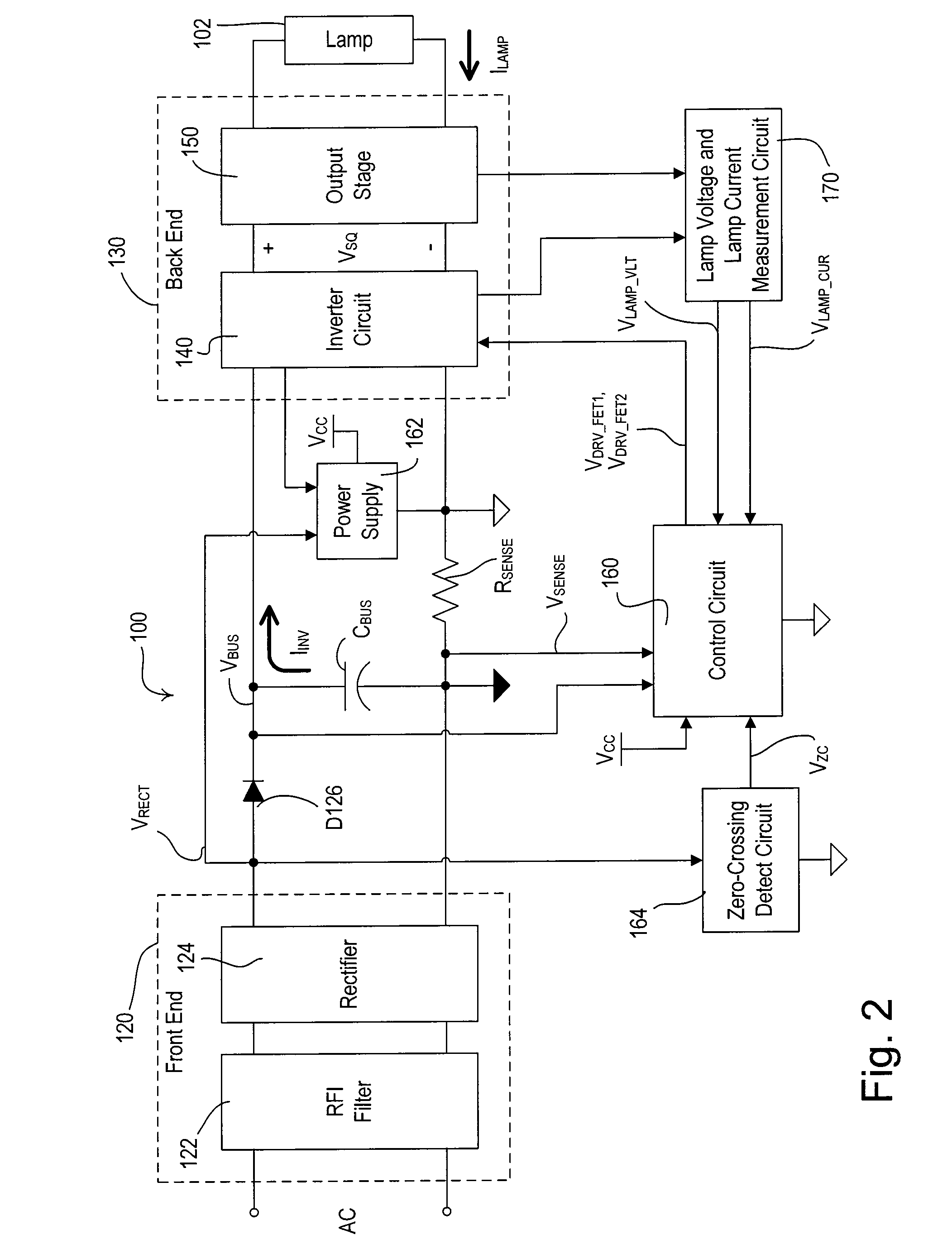 Measurement circuit for an electronic ballast