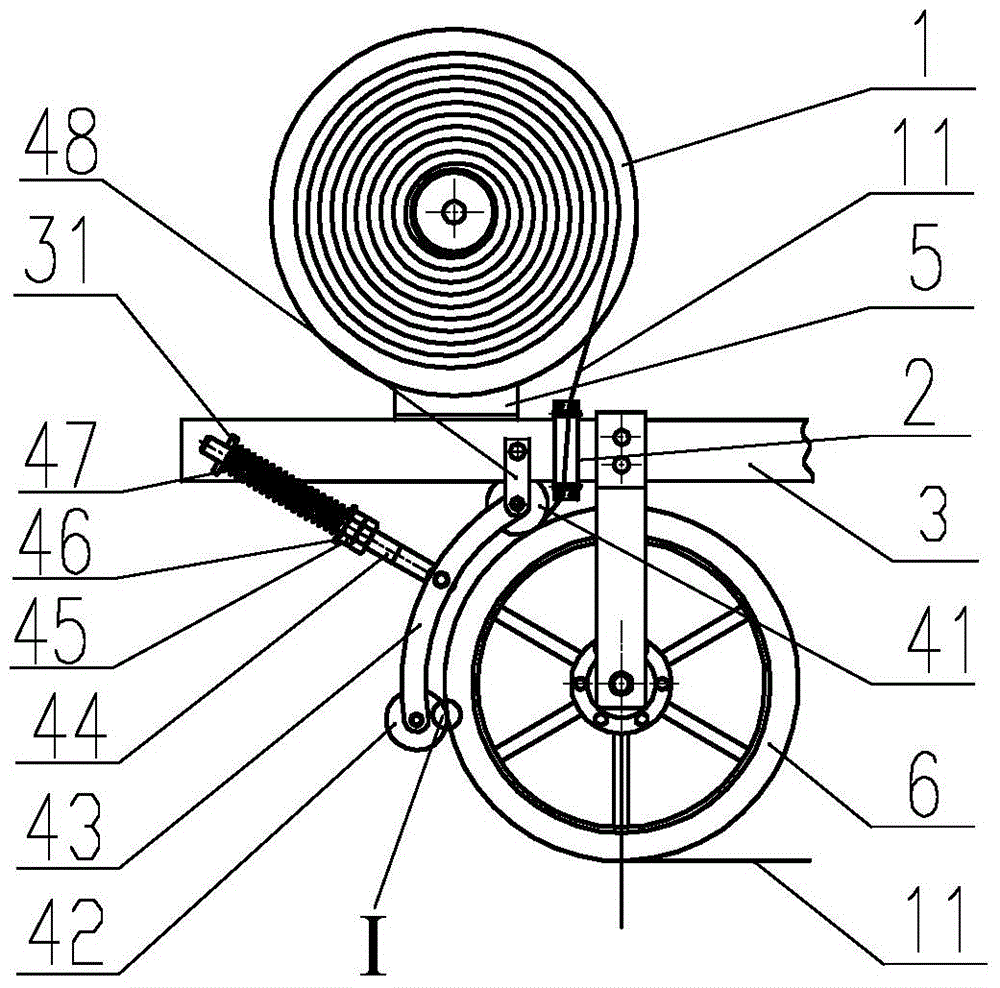 Automatic rope release device for direct seeding machine