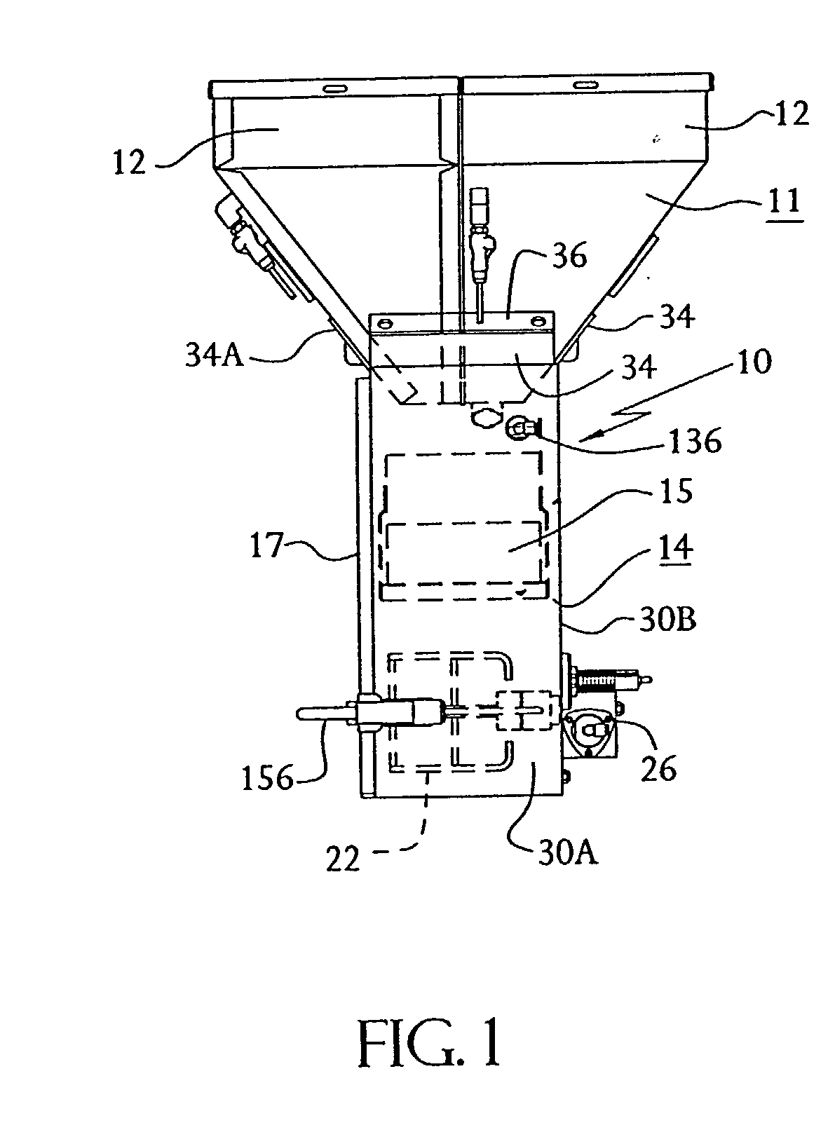 Gravimetric blender with manually removable hoppers having integral interior valves